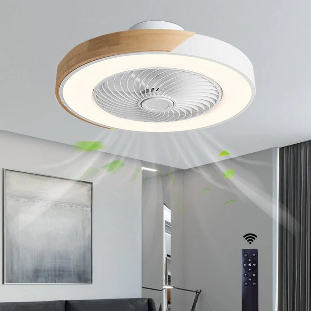 Stilren Loftventilator med LED‑lys og Vingeløst Design