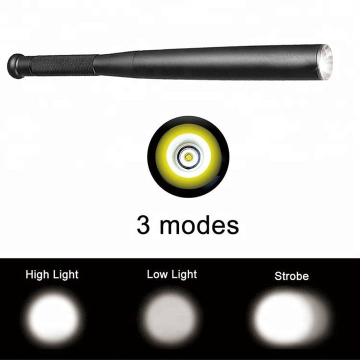 LED-lygte i form af et baseballbat | Aluminiumslegering, 3 lystilstande | Nød- og hverdagsbrug