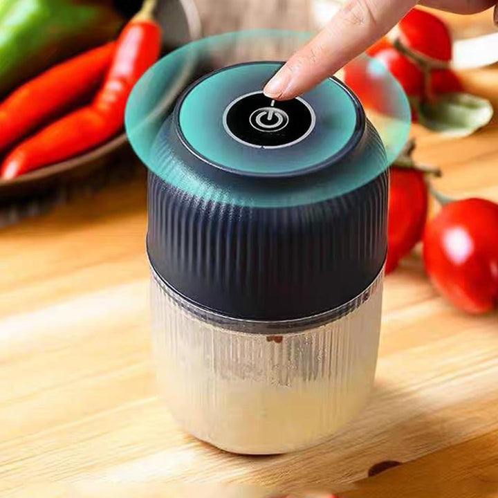 USB-genopladelig mini-hakker med 4 klinger i rustfrit stål, 300 ml skål
