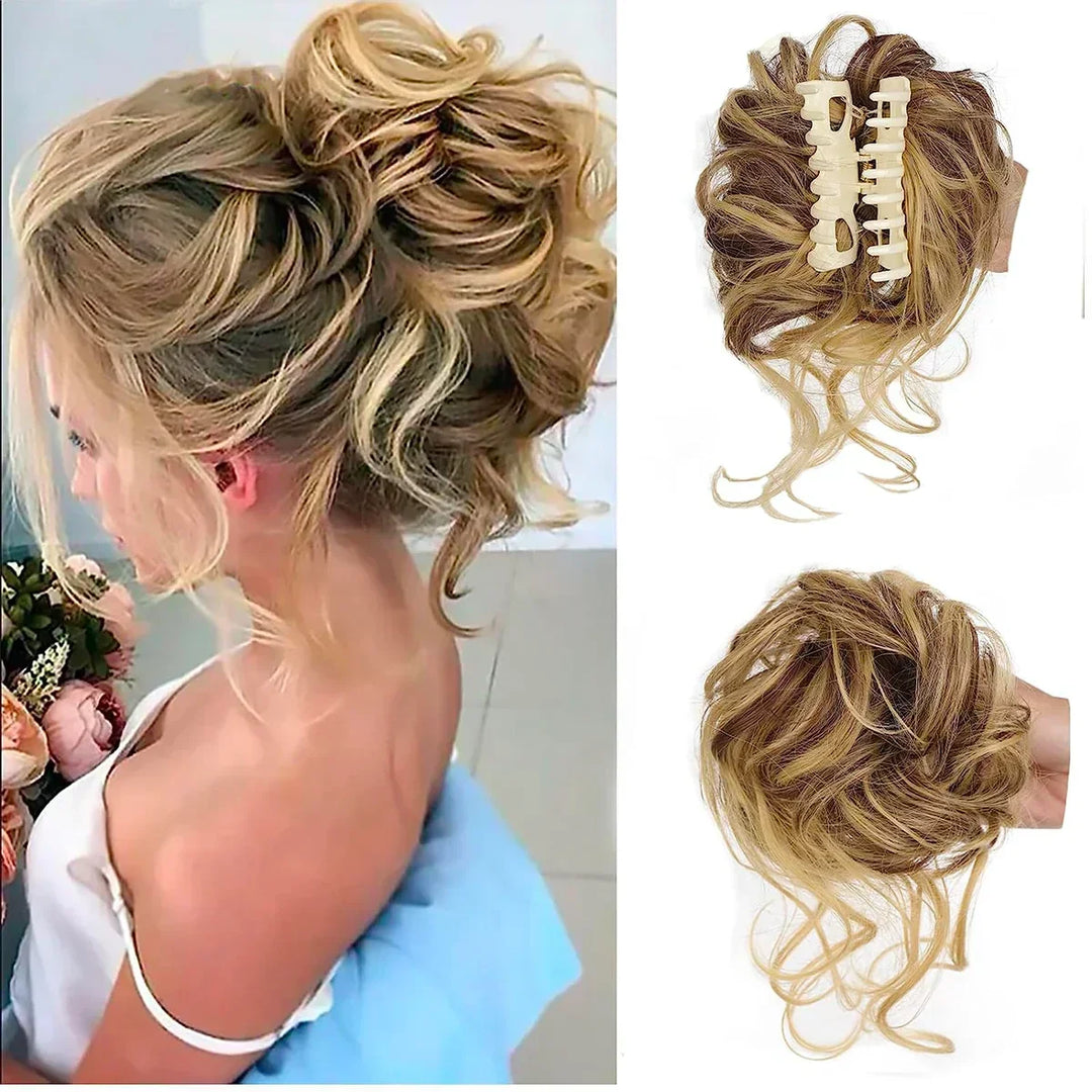 Krøllet chignon – clip-in hairextensions med volumen og naturligt udseende