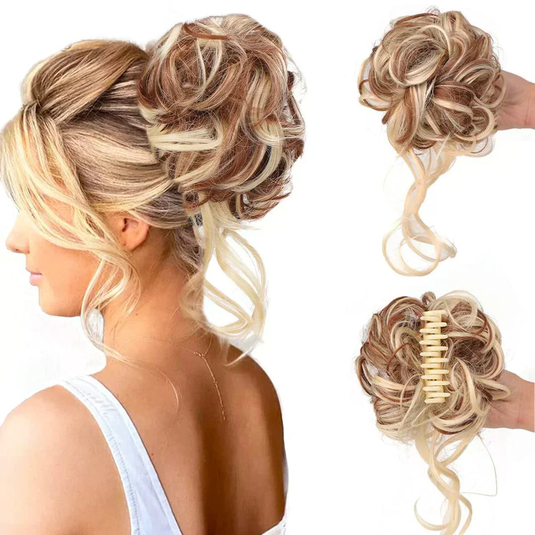 Krøllet chignon – clip-in hairextensions med volumen og naturligt udseende