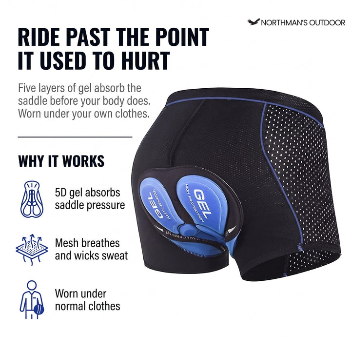 Polstret cykelunderbukser – 5D-gelpude – unisex