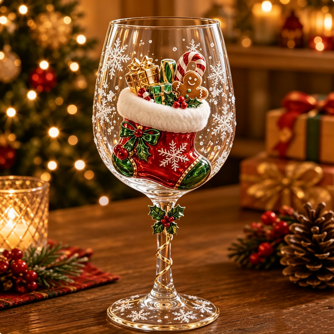 3D-vinglas til jul – festlig drikkeglæde med julecharme