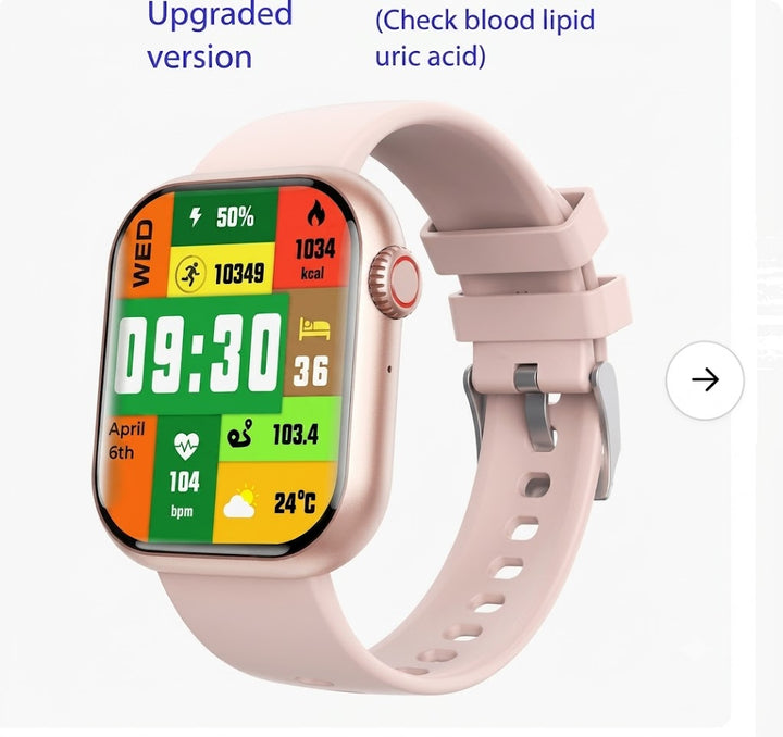 Vandtæt smartwatch med blodtryksmåler, iltmætning og søvnovervågning