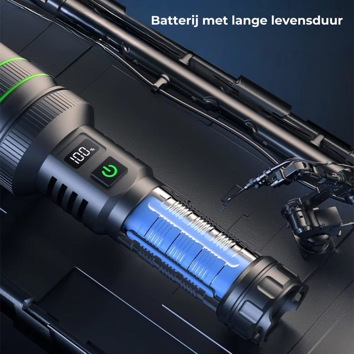 Ekstra kraftig og zoombar LED-lommelygte - PowerBeam