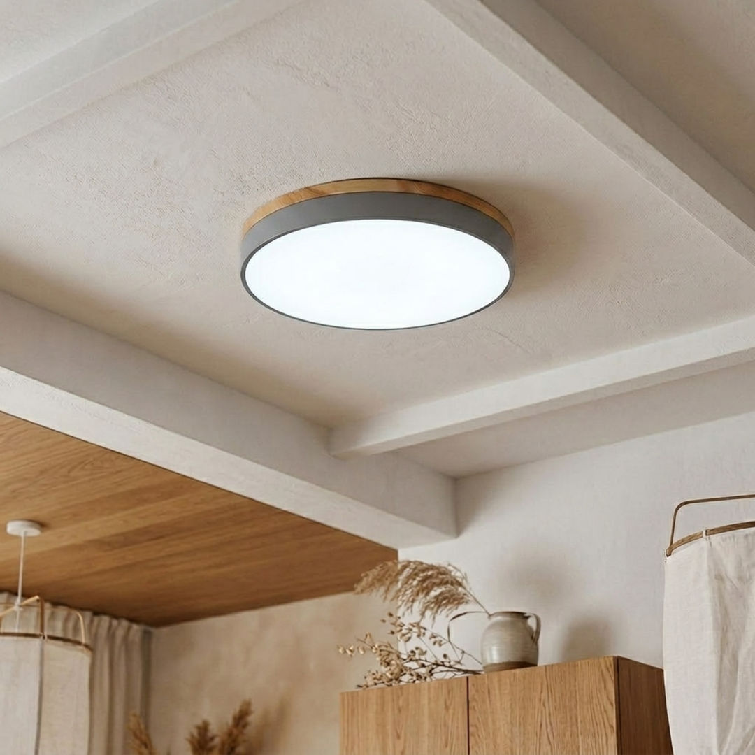 Rund skive-loftlampe – flad, indbygget lampe