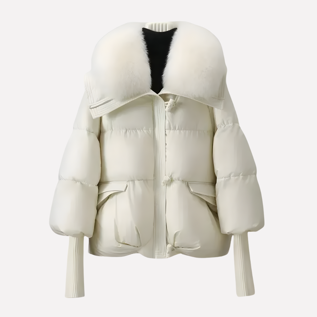 Dame Puffer Jakke med Faux Fur Krave