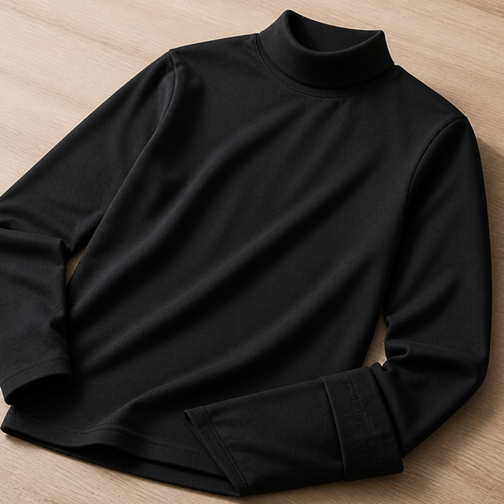 Slim fit-langærmet trøje med foldbar høj krave til mænd