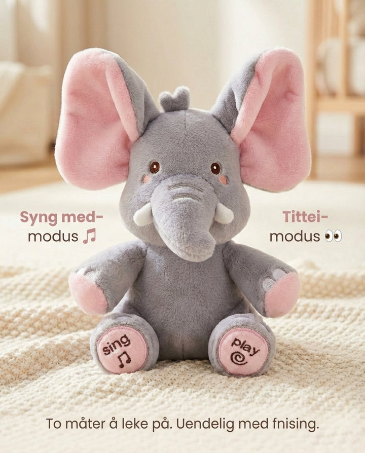 PeekaBuddy – Den fnisende, interaktive kighul-bamseelefant
