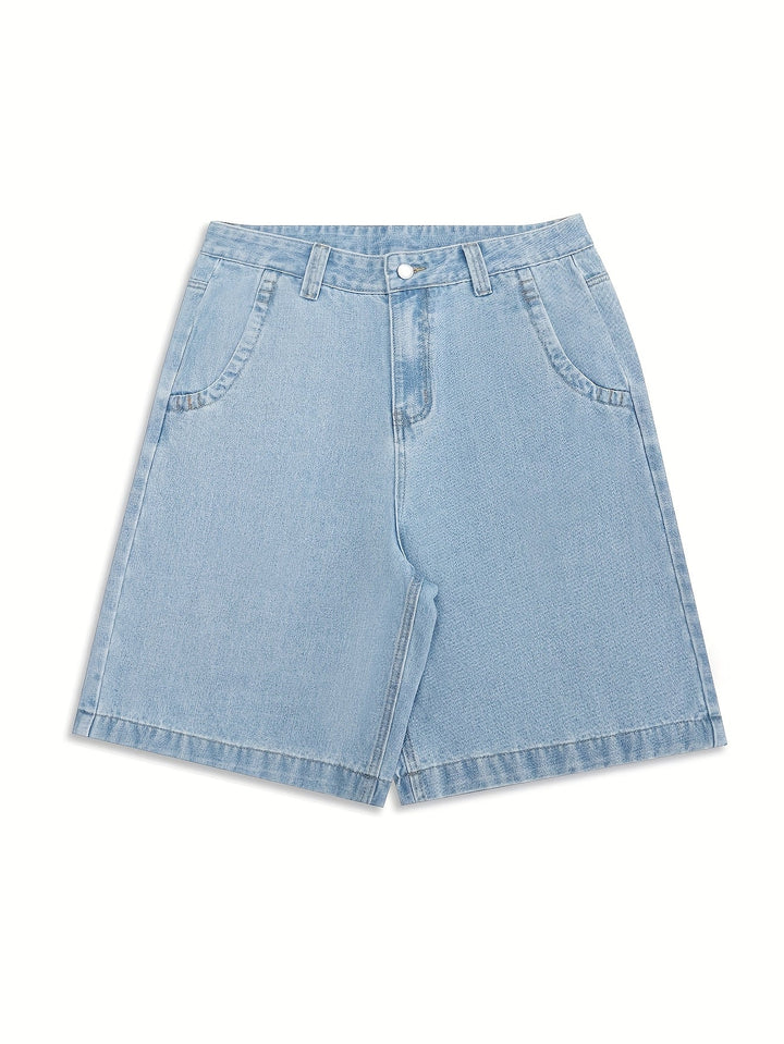 Afslappede bermudashorts i denim – løs pasform med elegant blomsterbroderi