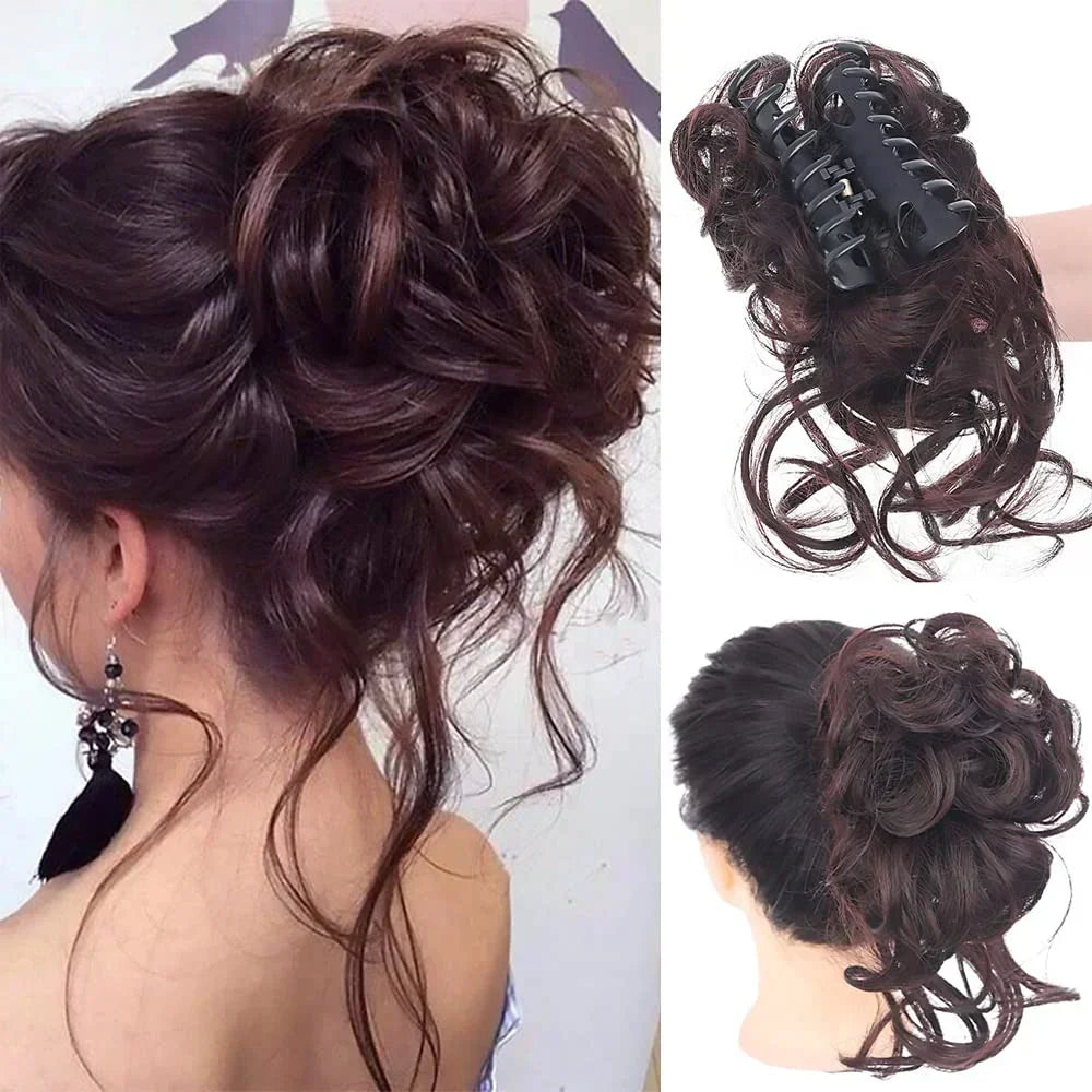 Krøllet chignon – clip-in hairextensions med volumen og naturligt udseende