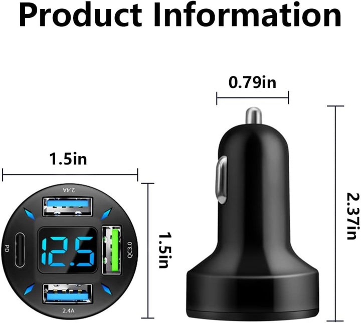 66W super hurtigoplader til bilen med USB PD & QC 3.0 – Universal til 12-24V cigarettænder