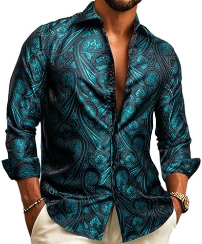 Herreskjorte i paisley-jacquard – langærmet model til bryllupper og aftentøj