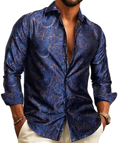 Herreskjorte i paisley-jacquard – langærmet model til bryllupper og aftentøj