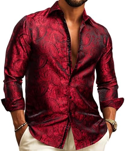 Herreskjorte i paisley-jacquard – langærmet model til bryllupper og aftentøj