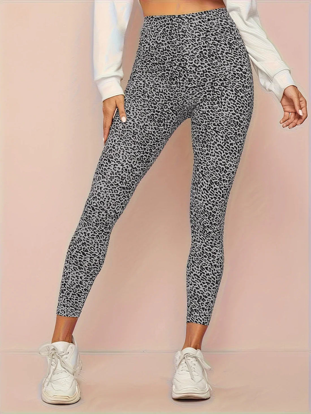 Leopard Print Højtaljede Leggings til Kvinder