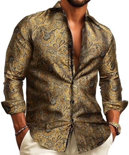 Herreskjorte i paisley-jacquard – langærmet model til bryllupper og aftentøj