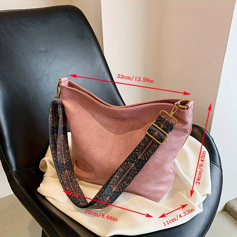 Rummelig geometrisk taske – skuldertaske med stor kapacitet i retrostil