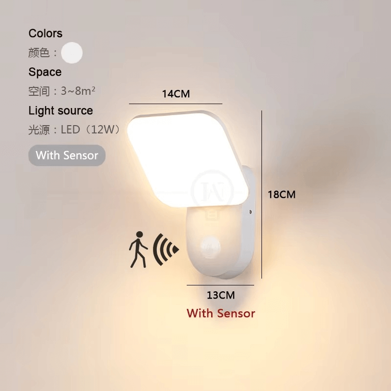 Intelligent LED-væglampe med bevægelsessensor