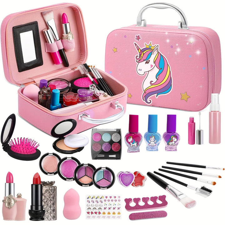 Deluxe Unicorn makeuptaske – rigtige kosmetik og tilbehør til piger