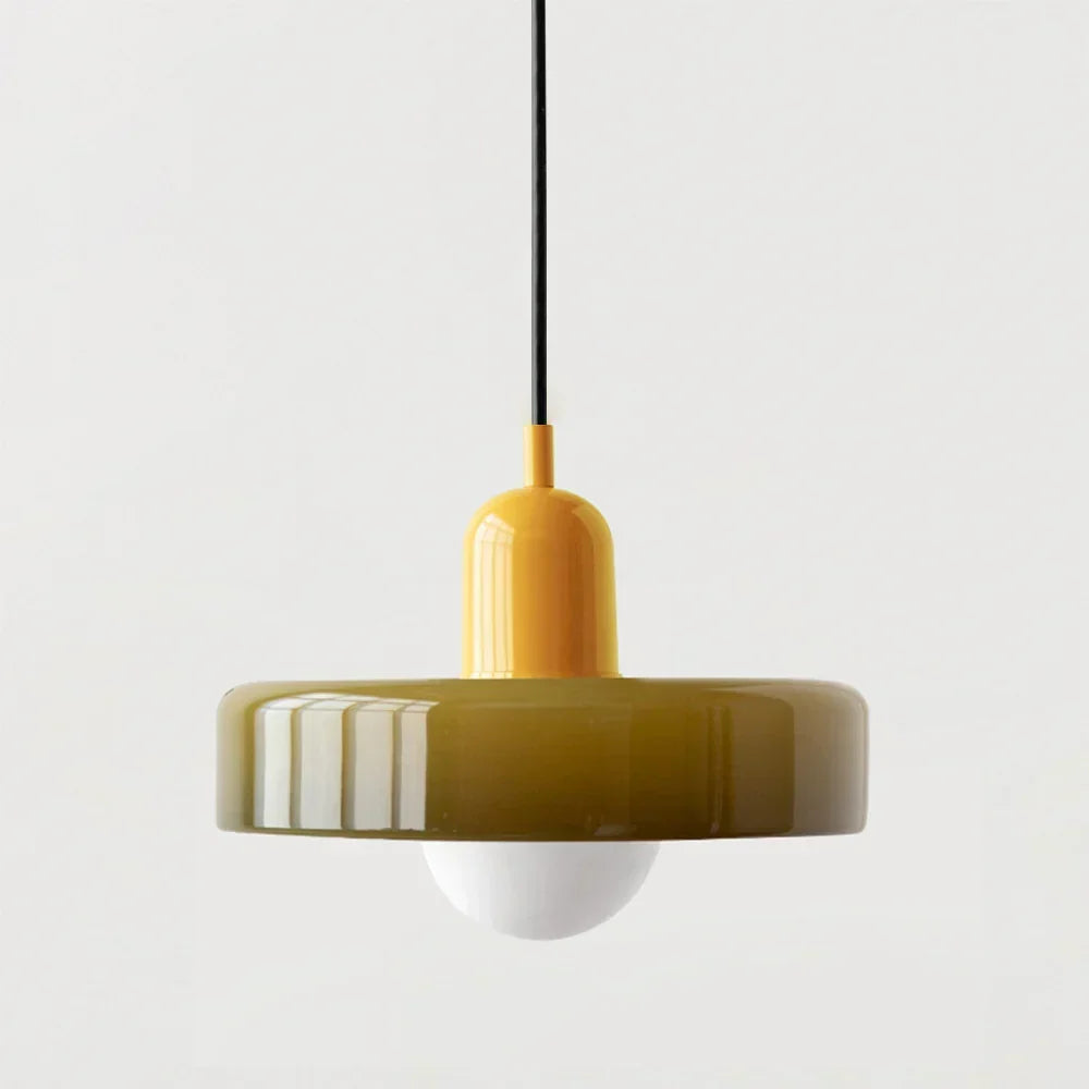 Bauhaus-pendel i farvet glas