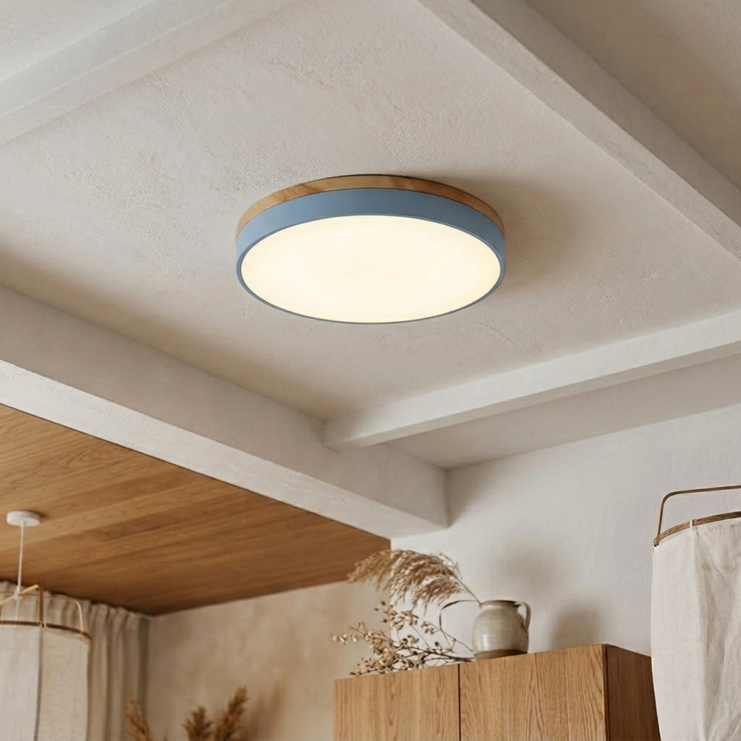 Rund skive-loftlampe – flad, indbygget lampe