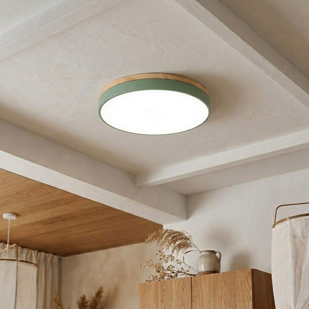 Rund skive-loftlampe – flad, indbygget lampe