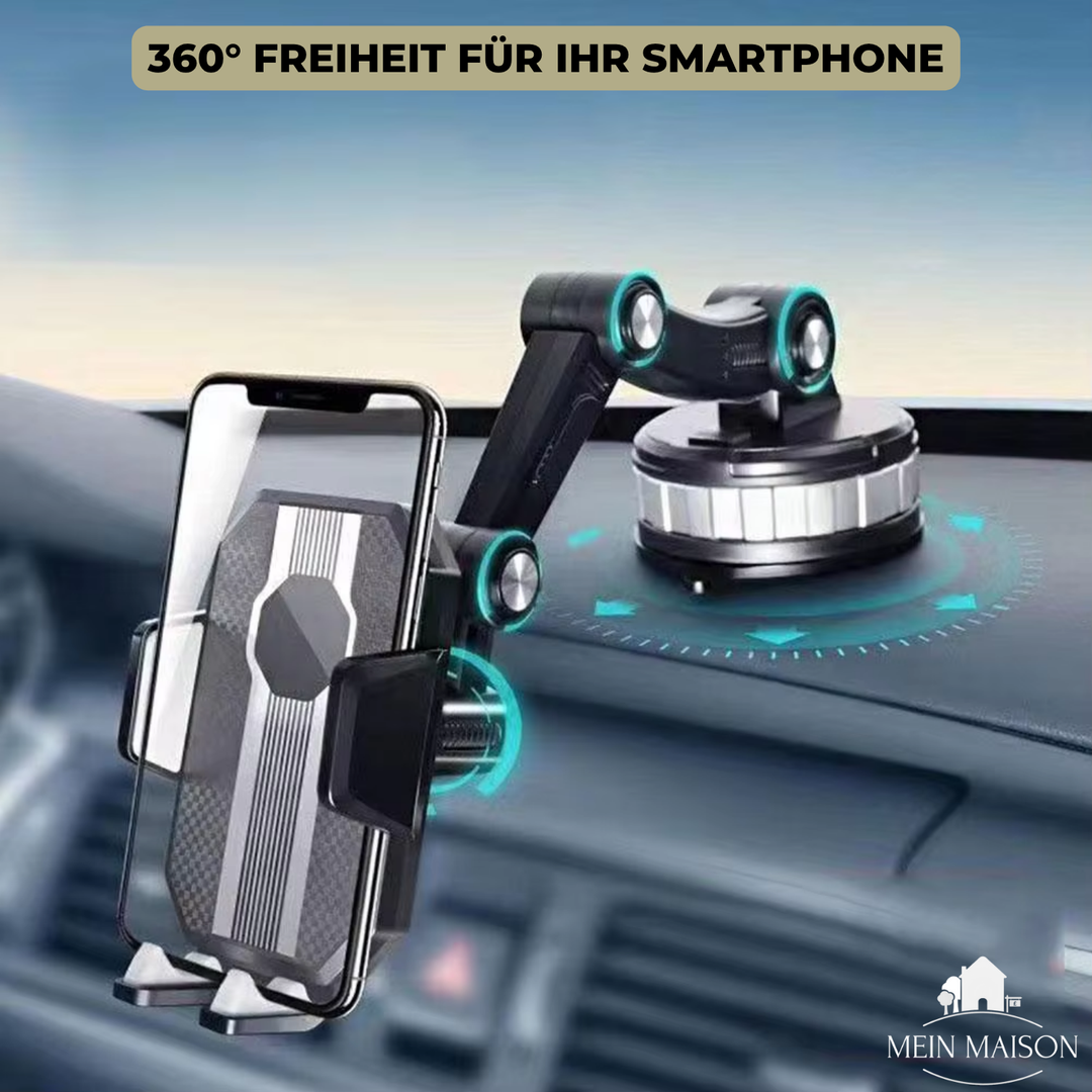 GripTech biltelefonholder | Stærk sugekopgreb | 360° rotation | Betjenes med én hånd