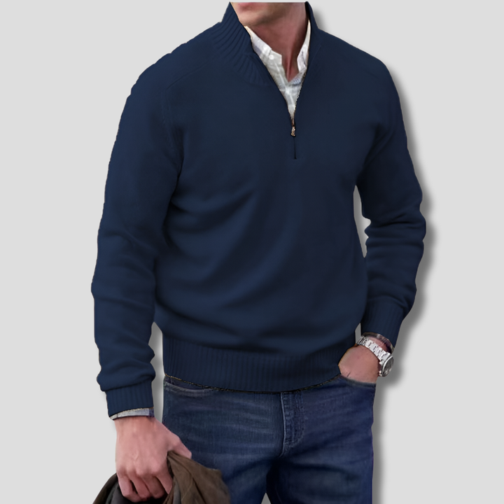 Herre sweater med halv lynlås