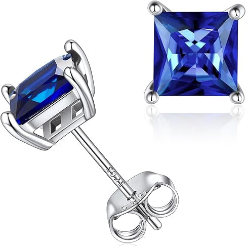 Elegante øreringe i hvidguld med safir i prinsessesliben