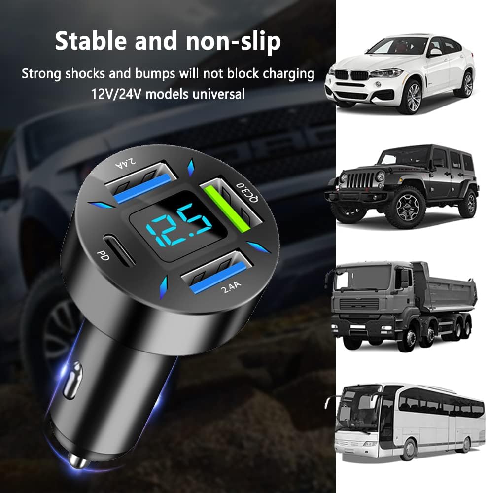 66W super hurtigoplader til bilen med USB PD & QC 3.0 – Universal til 12-24V cigarettænder