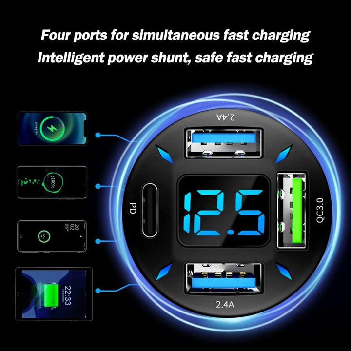 66W super hurtigoplader til bilen med USB PD & QC 3.0 – Universal til 12-24V cigarettænder