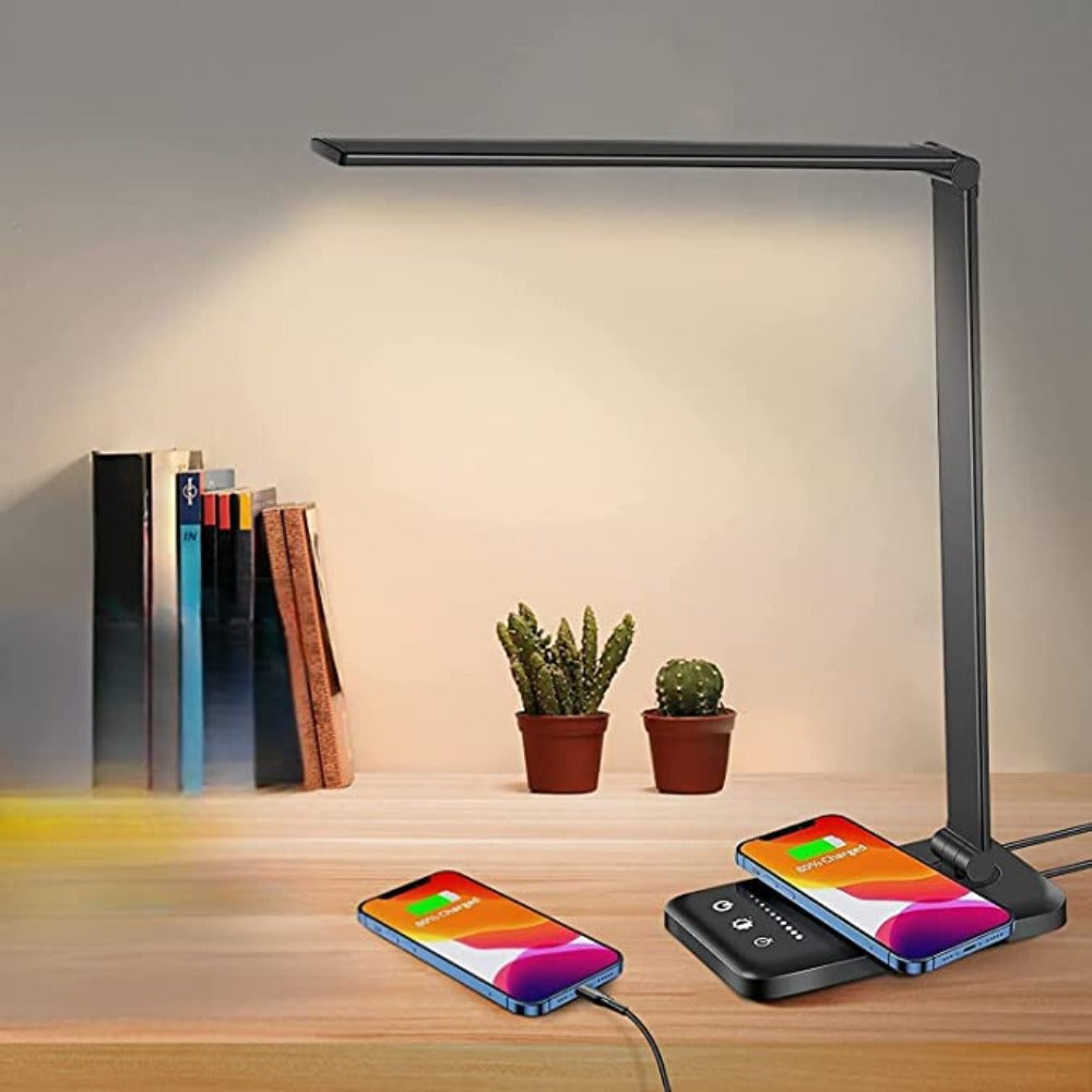 Moderne justerbar LED-bordlampe med USB-opladningsport - BrightEase