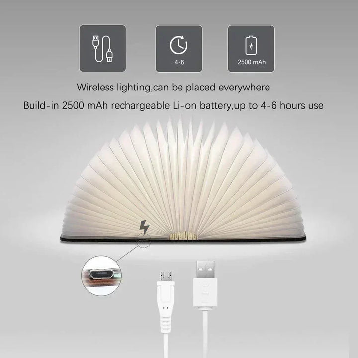 Foldbar boglampe med varmt LED-lys - StoryGlow