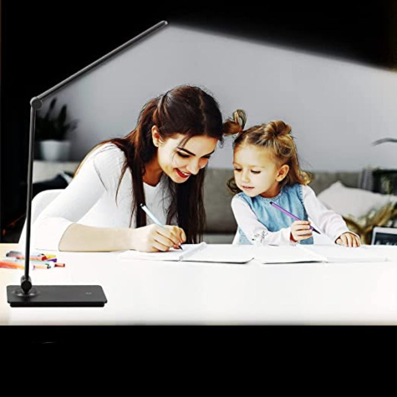 LED-skrivebordslampe, skrivebordslampe med touch-betjening og 3 lysstyrketrin, dæmpbar kontorlampe med justerbar arm, sammenklappelig bordlampe til skrivebord, soveværelse, natbord, kontor