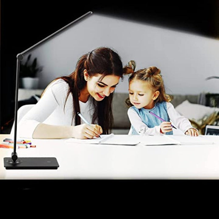 LED-skrivebordslampe, skrivebordslampe med touch-betjening og 3 lysstyrketrin, dæmpbar kontorlampe med justerbar arm, sammenklappelig bordlampe til skrivebord, soveværelse, natbord, kontor