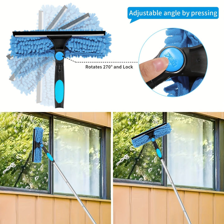 Crystal Clear Window Cleaner – professionelt 2-i-1 rengøringssystem til vinduer og glas med teleskopskaft