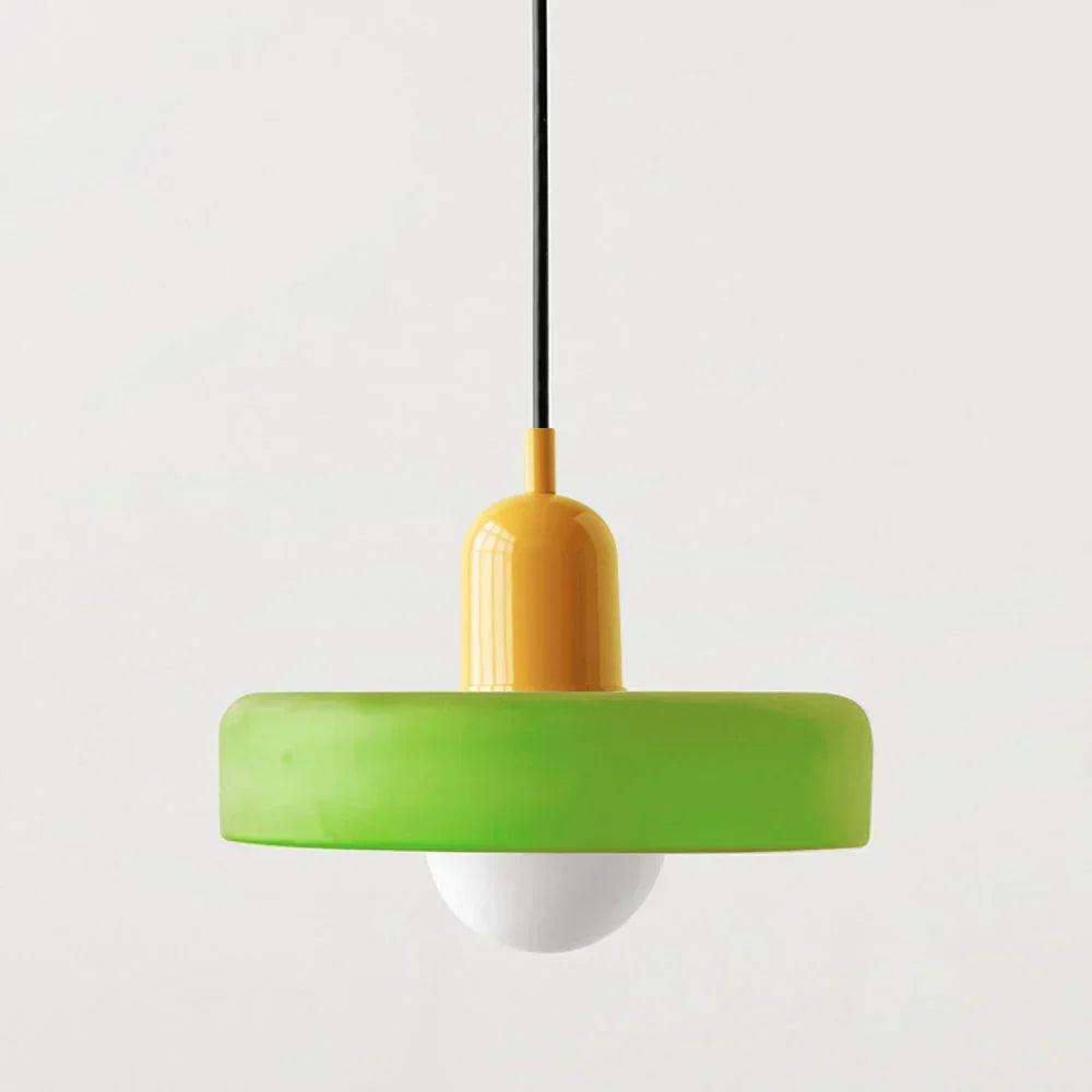Bauhaus-pendel i farvet glas