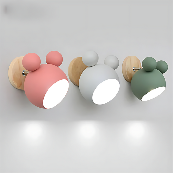 LumiMickey nordisk væglampe | Sød LED-væglampe formet som en mus til en hyggelig børneværelse og legestue.