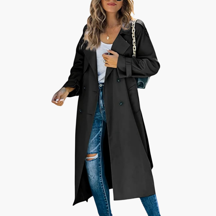 Kvinders Trench Coat med Knaplukning Udsalgspris