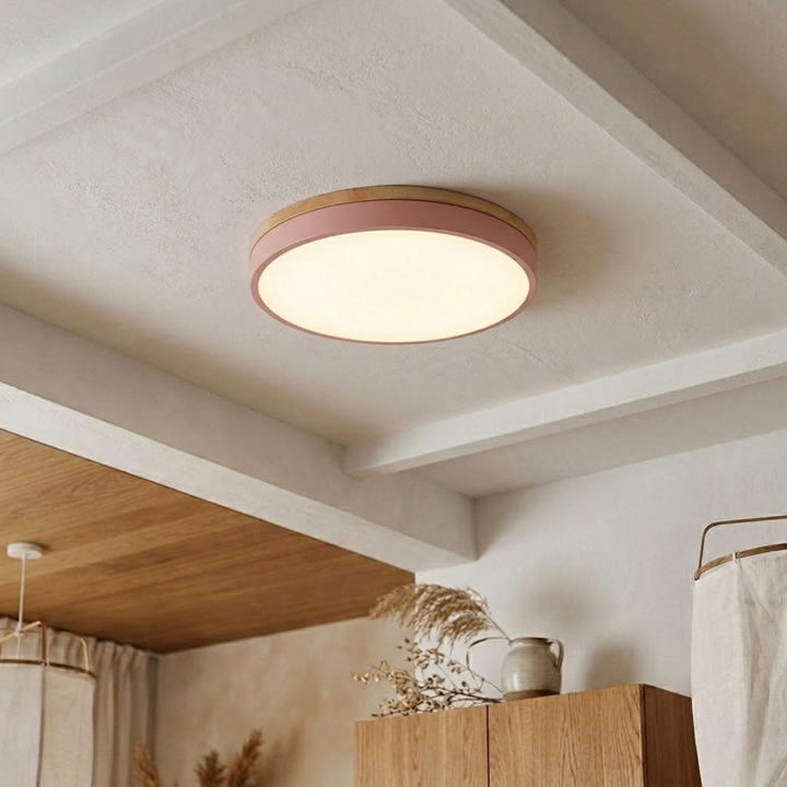Rund skive-loftlampe – flad, indbygget lampe