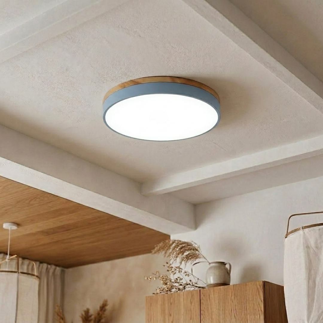 Rund skive-loftlampe – flad, indbygget lampe