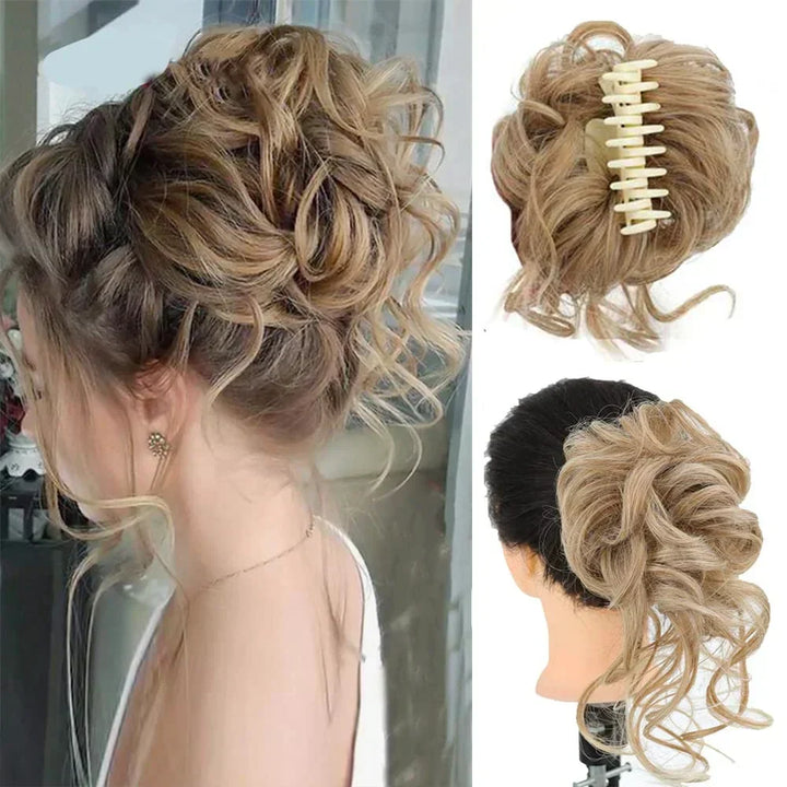 Krøllet chignon – clip-in hairextensions med volumen og naturligt udseende