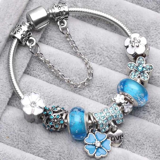 Armbånd i sterlingsølv 925 med charm i blomsterform | Elegant smykkegave til kvinder