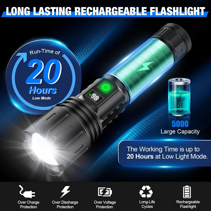 Kraftfuld LED-lommelygte – op til 100.000 lumen