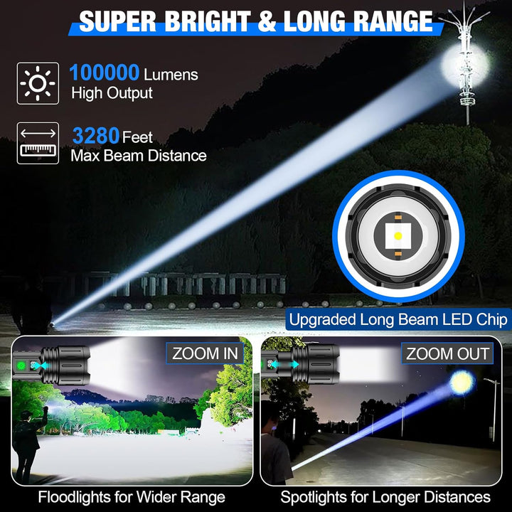 Kraftfuld LED-lommelygte – op til 100.000 lumen