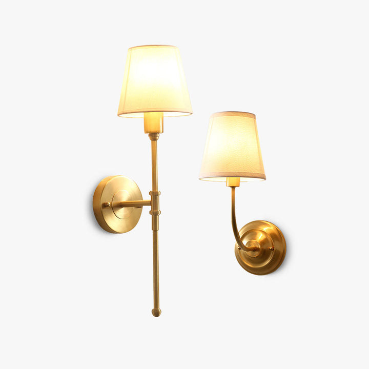 Vintage væglampe Silva Landerne, 5 stilarter, metal/stof, guld, soveværelse