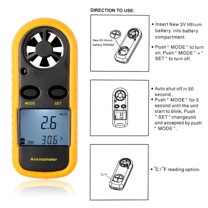 Kompakt digitalt anemometer – bærbart og præcist til udendørs målinger