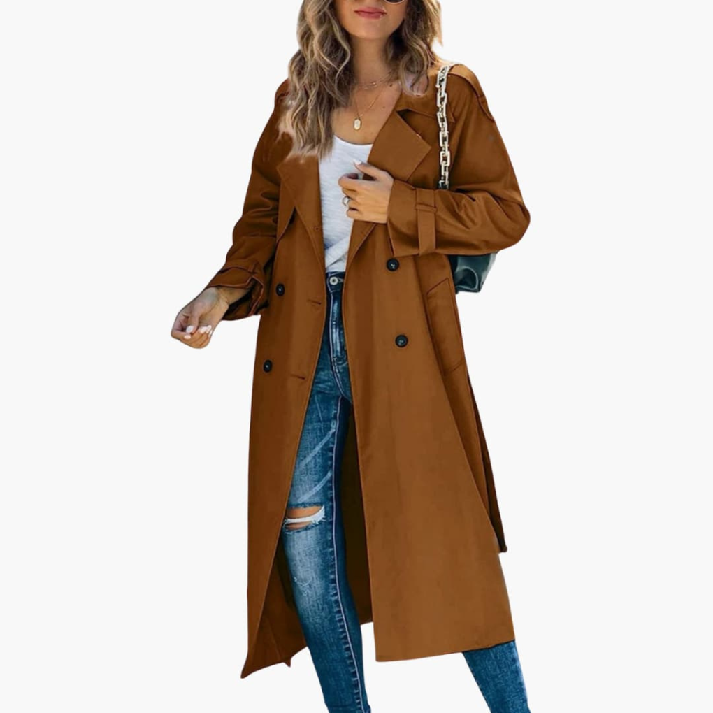 Kvinders Trench Coat med Knaplukning Udsalgspris