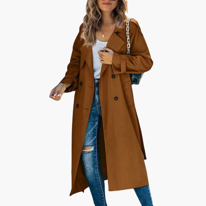 Kvinders Trench Coat med Knaplukning Udsalgspris
